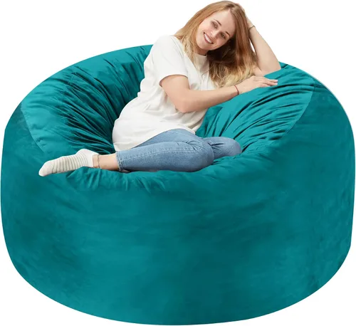 Vista 74 de Homguava - Sillón puff de 3 pies Sillón estilo puff grande de 3 pulgadas con relleno de espuma viscoelástica, sofá suave con funda de terciopelo