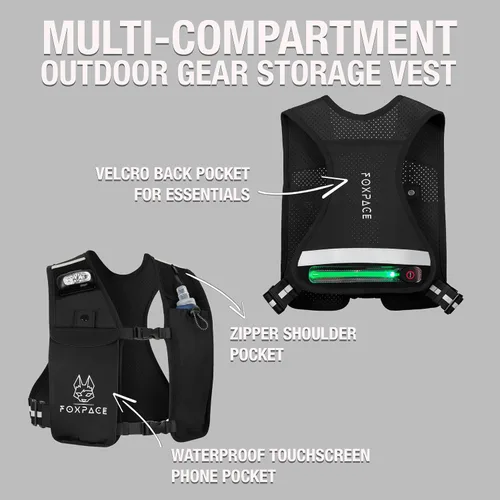 Vista 7 de Chaleco para correr para mujeres y hombres – Chaleco de hidratación – Mochila ajustable transpirable para senderismo maratón – Bolsillo impermeable