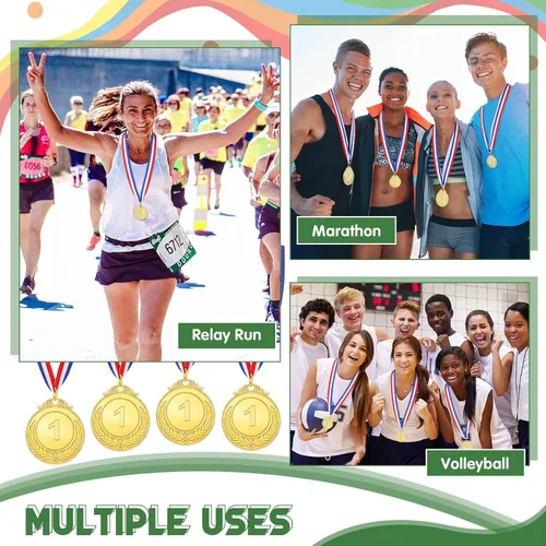 Vista 7 de Yinkin Medallas de oro para niños, medallas para niños, medallas ganadoras con cinta, medallas de primer lugar para competiciones deportivas