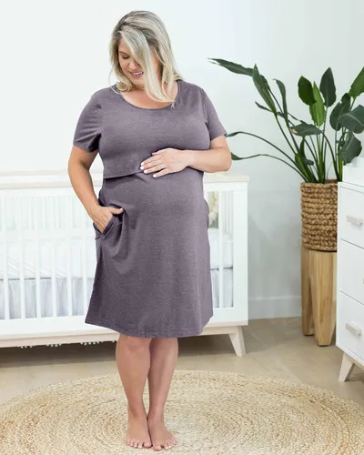 Vista 5 de Kindred Bravely Eleanora - Camisón de maternidad y lactancia ultra suave y vestido de descanso