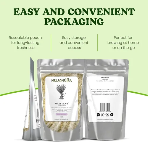 Vista 4 de Nelson's Tea Avena Sativa cortada y tamizada - Infusión nutritiva de hierbas para relajación y bienestar - Rico en propiedades nutricionales