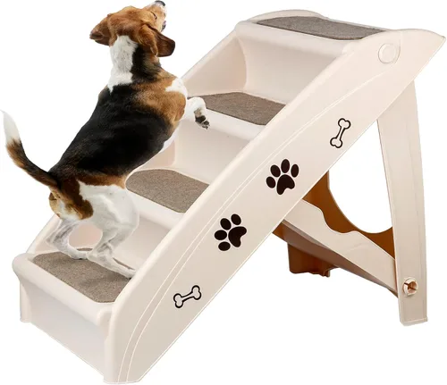 Vista 10 de ZENY Escaleras plegables para perros, peldaños portátiles para interiores/exteriores para cama, sofá y automóvil, escaleras para mascotas