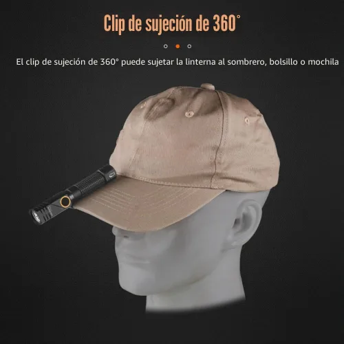 Vista 2 de NICRON L74 Mini EDC linterna recargable, linterna de 90 grados