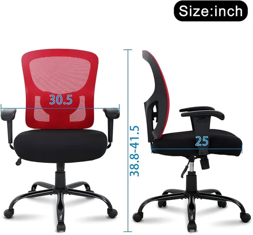 Vista 2 de Silla de oficina grande y alta, silla de computadora resistente de 400 libras con soporte lumbar, sillas ergonómicas de malla giratoria de respaldo