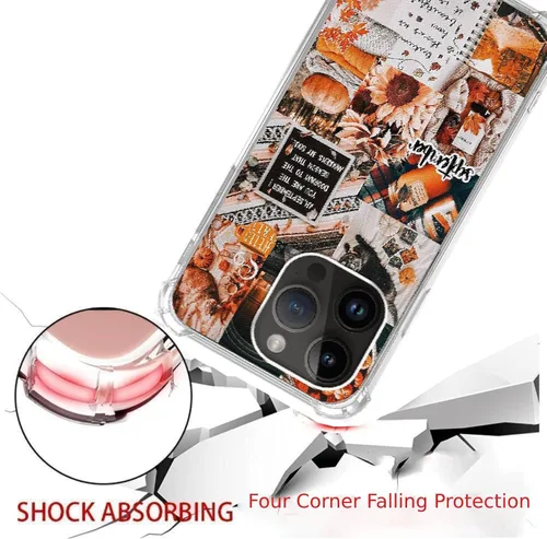 Vista 3 de Funda estética de collage de otoño compatible con iPhone 14 Pro Max, funda de collage de calabaza otoñal para niñas, mujeres y hombres, funda única