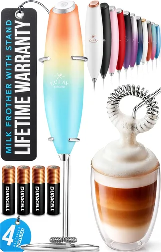 Vista 9 de Zulay Kitchen Potente varita espumadora de leche con 2 baterías Duracell – Mezclador de bebidas portátil ultrarrápido – Máquina de espuma eléctrica