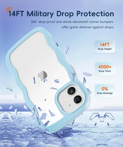 Vista 3 de GONEZ Funda para iPhone 11 de 6.1 pulgadas, con 2 protectores de pantalla + 2 protectores de lente de cámara, diseño curvado de onda transparente