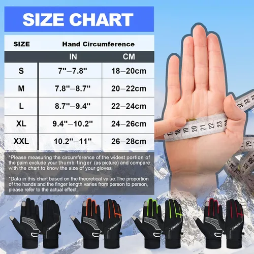 Vista 6 de Souke Sports Winter Cycling Bike Gloves Padded Fleece-Liner Full Finger Bicycle Shock-Absorbing Anti-Slip Warm MTB Road Biking Gloves for MenWomen