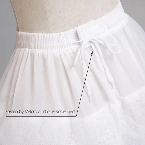 Vista 4 de CEZOM 8 capas de tul Hoopless Enagua Crinolina Underskirt para vestidos de novia MPT018 blanco, Blanco