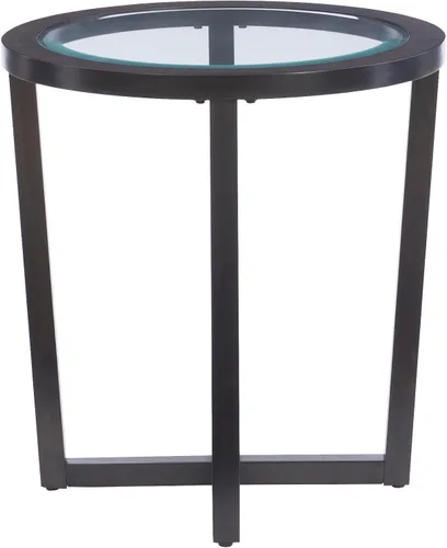 Vista 14 de Powell Marta Umber - Juego de mesa auxiliar y mesa auxiliar de madera marrón con tapa de cristal templado