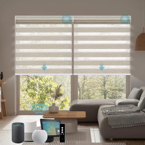 Vista 12 de SmartWings - Persianas motorizadas de cebra con control remoto, persianas de filtrado de luz inteligentes y semitransparentes para ventanas