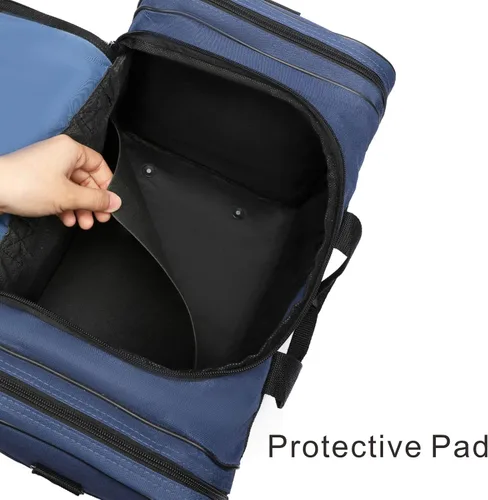 Vista 6 de AirBuyW Bolsa de lona de 16 pulgadas, de viaje, para fin de semana, para deporte, gimnasio, correa ajustable para hombres y mujeres, Azul Real