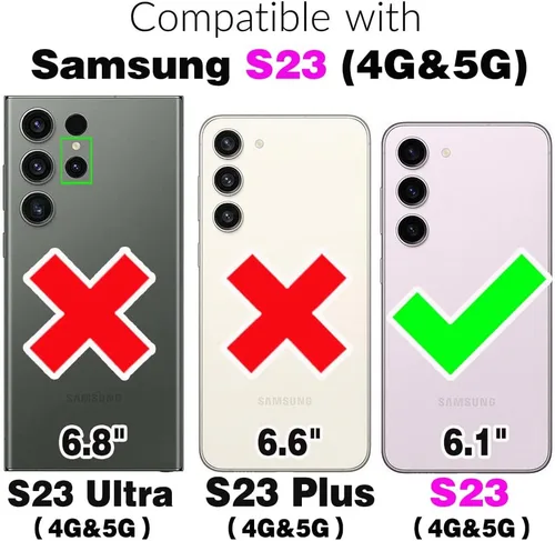 Vista 2 de Asuwish Funda protectora para Samsung Galaxy S23 5G con protector de pantalla de vidrio templado y accesorios de celda, protección de doble capa