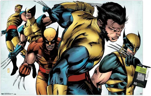 Vista 6 de Trends International Marvel Comics Wolverine - Póster de pared de Evolución, 14.72 x 22.37 pulgadas, paquete de póster premium y alfiler 2-Paquete