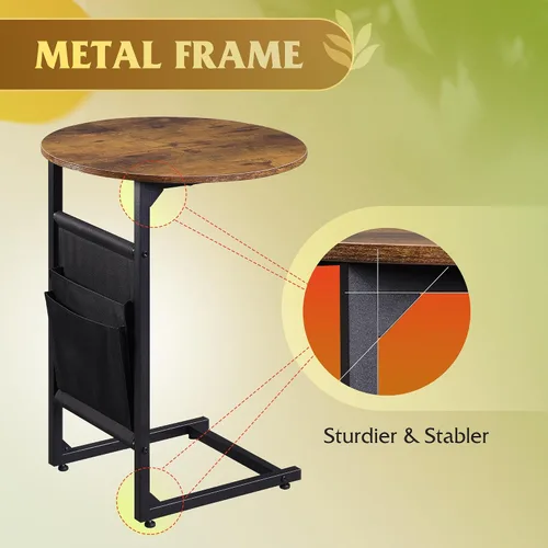 Vista 7 de WLIVE Mesa de Centro, Mesas de Centro Pequeñas de 31.3" y 18.7" para Sala de Estar, Juego de Mesa Central Moderna y Mesa Auxiliar con Bolsa Lateral