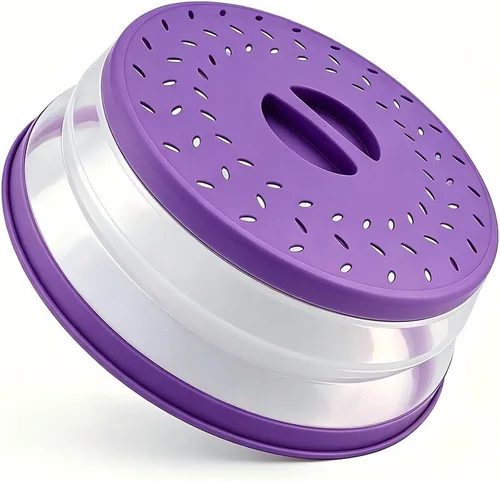 Vista 12 de Cubierta plegable para salpicaduras de microondas, cubierta para platos de microondas con ventilación de vapor, silicona y plástico sin BPA