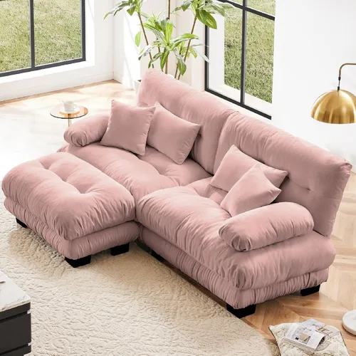 Vista 23 de KEIKI Sofá modular de 94 pulgadas con 4 almohadas, cómodo juego de sofá biplaza Cloud para sofá de asiento profundo suave y profundo, sofá biplaza