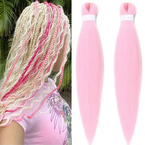 Vista 9 de Pelo trenzado corto 1B negro preestirado Extensiones de pelo trenzado para niños para trenzas de caja sin nudos, pelo trenzado preestirado de 16
