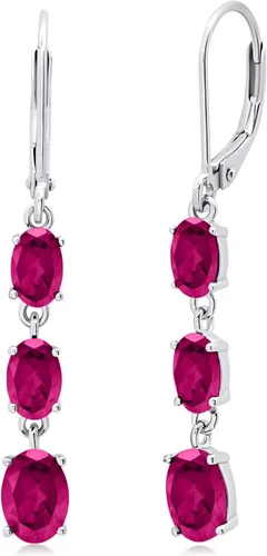 Vista 13 de 925 Sterling Silver Simulated Gemstone Dangle Earrings for Women