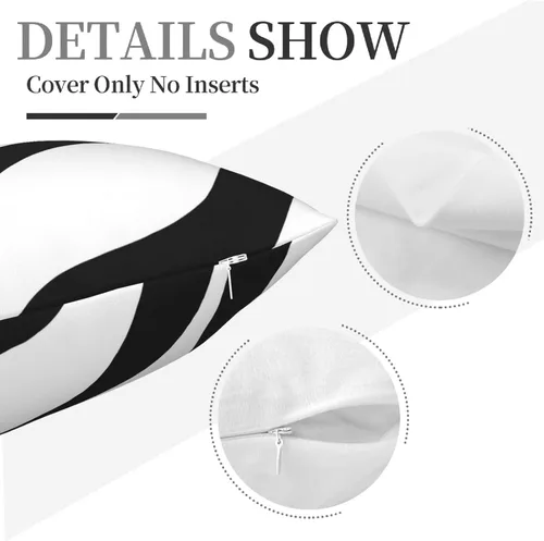 Vista 6 de Funda de almohada en blanco y negro, fundas de almohada negras, decoración del hogar moderna en negro y blanco, fundas de almohada blancas, funda