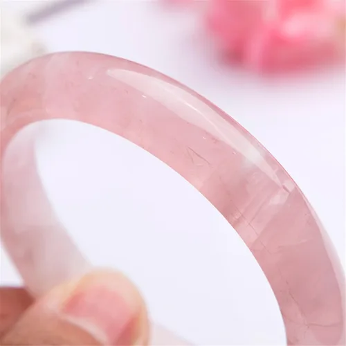 Vista 5 de Rosa Natural vidrio de cuarzo rosa pulsera diámetro interno de la pulsera 59mm