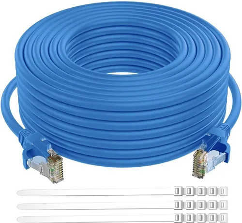 Vista 12 de Adoreen Cable Ethernet Cat 6 de 15 pies, negro, para exteriores e interiores, cable de red RJ45 largo redondo y sin enganches, POE, cable