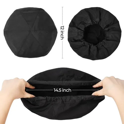 Vista 6 de Gorro de ducha para mujer, gorro de baño negro, reversible, grande, impermeable, ajustable, forro de rizo y banda elástica, dobladillo elástico