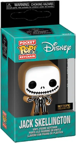 Vista 2 de Funko Pocket POP! The Nightmare Before Christmas - Llavero Jack Skellington de pan de jengibre, negro y blanco
