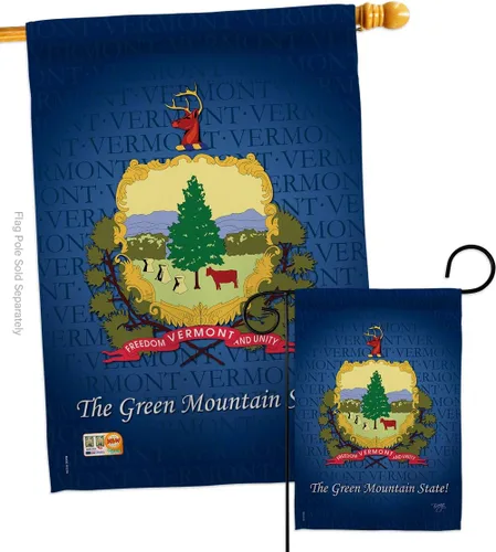 Vista 12 de Breeze Decor HG108134 Vermont Americana States Impressions - Casa vertical decorativa para jardín de 28 x 40 pulgadas, 13 pulgadas, 18.5 pulgadas