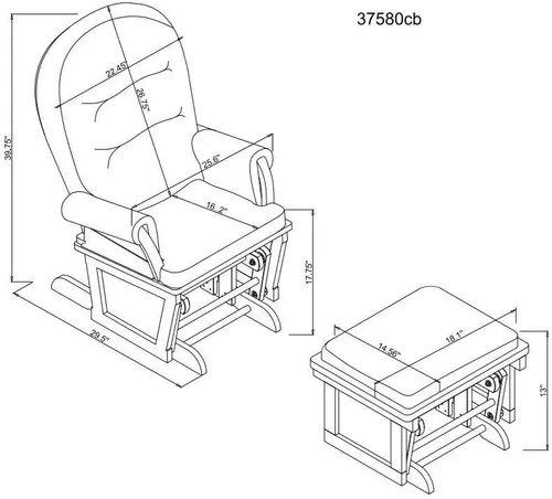 Vista 3 de Naomi Home Amelia Glider & Ottoman Set Espresso/Cream