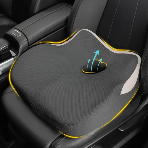 Vista 10 de Cojín de asiento de coche: cojín ergonómico de espuma viscoelástica para aliviar el dolor de ciática, almohada de asiento de conducción más grande