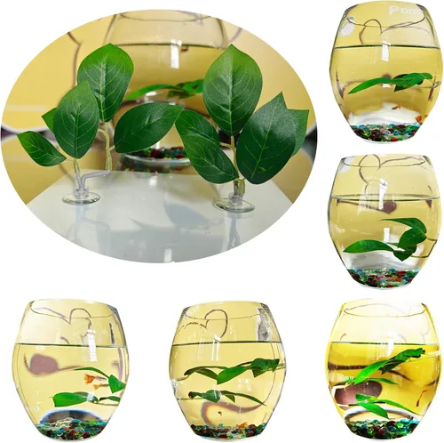 Vista 2 de Almohadilla de hojas de pescado, accesorios para pecera, decoración de acuario, simulación de 2 plantas de plástico ajustables, Betta Natural