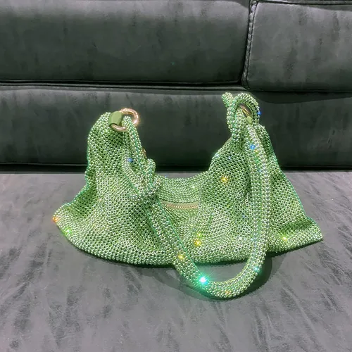 Vista 2 de Bolso de noche brillante con diamantes de imitación para mujer, bolso de mano plateado, bolso Hobo para fiesta, baile de graduación, boda