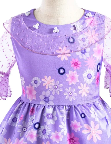 Vista 5 de Bosvin Disfraz de princesa púrpura para niñas, vestido de princesa