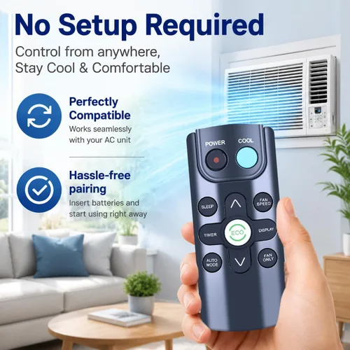 Vista 4 de ZWP 210901707 Control remoto de repuesto para aire acondicionado de ventana TCL W5W31-B W5W3M-B W5W3M-3 W6W32-B W8W91-B W10W91-B TAW05CRB19