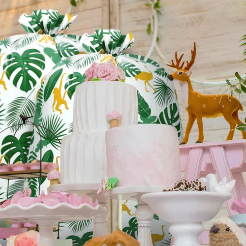 Vista 6 de Teling 2 bolsas de regalo extra grandes de 80 x 60 pulgadas para baby shower, selva, safari, animales, bolsas de regalo de plástico para regalos