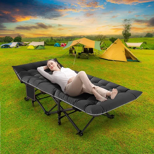 Vista 2 de NAIZEA Catres plegables para adultos, catre plegable con colchón, cama plegable para camping, catre militar portátil, catres de dormir Oxford