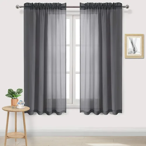 Vista 84 de DWCN Cortinas Transparentes Aqua de Voile Semitransparente con Bolsillo para Barra para Dormitorio y Sala de Estar, 36 x 36 pulgadas de Largo, Juego