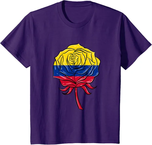 Vista 13 de Camiseta colombiana para mujer con diseño de rosa, Negro