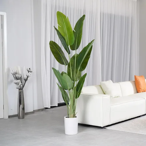 Vista 7 de Árbol Artificial de 6.6 Pies de Seda Ave del Paraíso Grande Plantas Falsas Grandes en Maceta Plantas de Piso de Seda Sintética Altas para Decoración