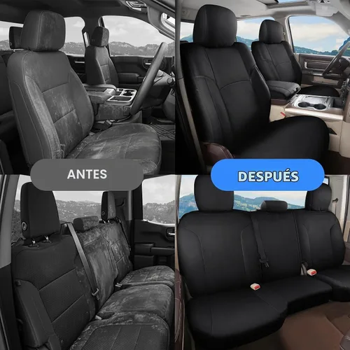 Vista 5 de Coverado Chevy Silverado - Juego completo de fundas de asiento de lona impermeables, apto para Silverado GMC Sierra 2007-2013 y 2019-2025 1500 Negro