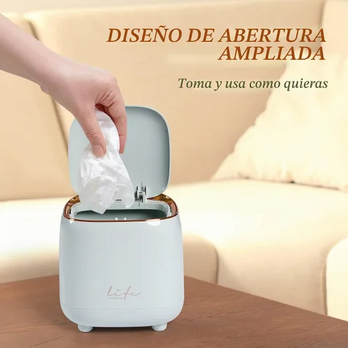 Vista 5 de Mini cubo de basura de encimera con 10 rollos de bolsas de basura, cubo de basura con tapa de presión, cubo de basura de escritorio aplicable