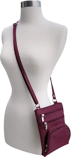 Vista 6 de Roma Leathers Bolso cruzado XL auténtico, multibolsillo, correa ajustable, XL