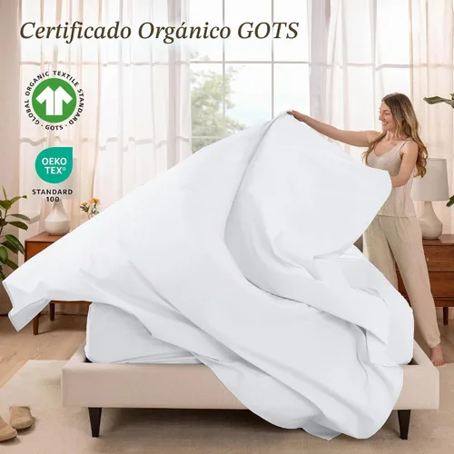 Vista 2 de Bare Home Juego de sábanas percal 100% algodón orgánico (individual, blanco)
