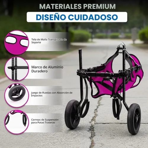Vista 7 de Silla de ruedas para perros para patas traseras, carrito para silla de ruedas para perros, sillas de ruedas para perros y gatos con patas traseras