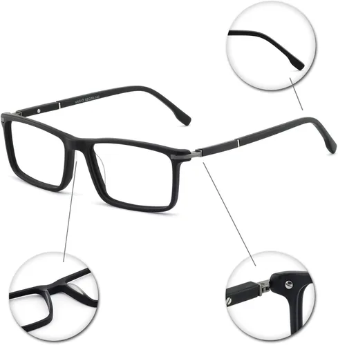 Vista 5 de OCCI CHIARI Mens Rectangle Eyewear Frame Full-Rim Non-prescription Clear Optical Glasses