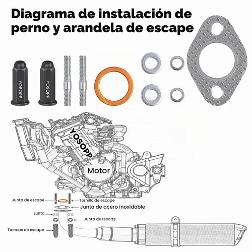 Vista 4 de GY6 - Junta de tuercas de perno de escape para 50 cc, 70 cc, 90 cc, 110 cc, 125 cc, 150 cc, scooters, ATV, GMB139, motor, ciclomotor, quad, 4