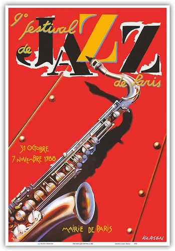 Vista 10 de 9º Festival de Jazz de París (9˚Festival de Jazz de Paris) - Póster de música vintage c.1988 - Impresión artística maestra (sin marco) 6 x 9 pulgadas