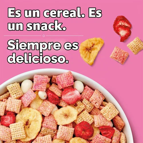 Vista 8 de Cereal Chex de Fresa y Vainilla, cereales para el desayuno sin gluten, hechos con grano integral, 12.4 onzas