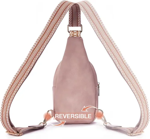 Vista 54 de Telena Riñonera pequeña para mujer, de cuero, cangureras, bolsa de pecho para mujer